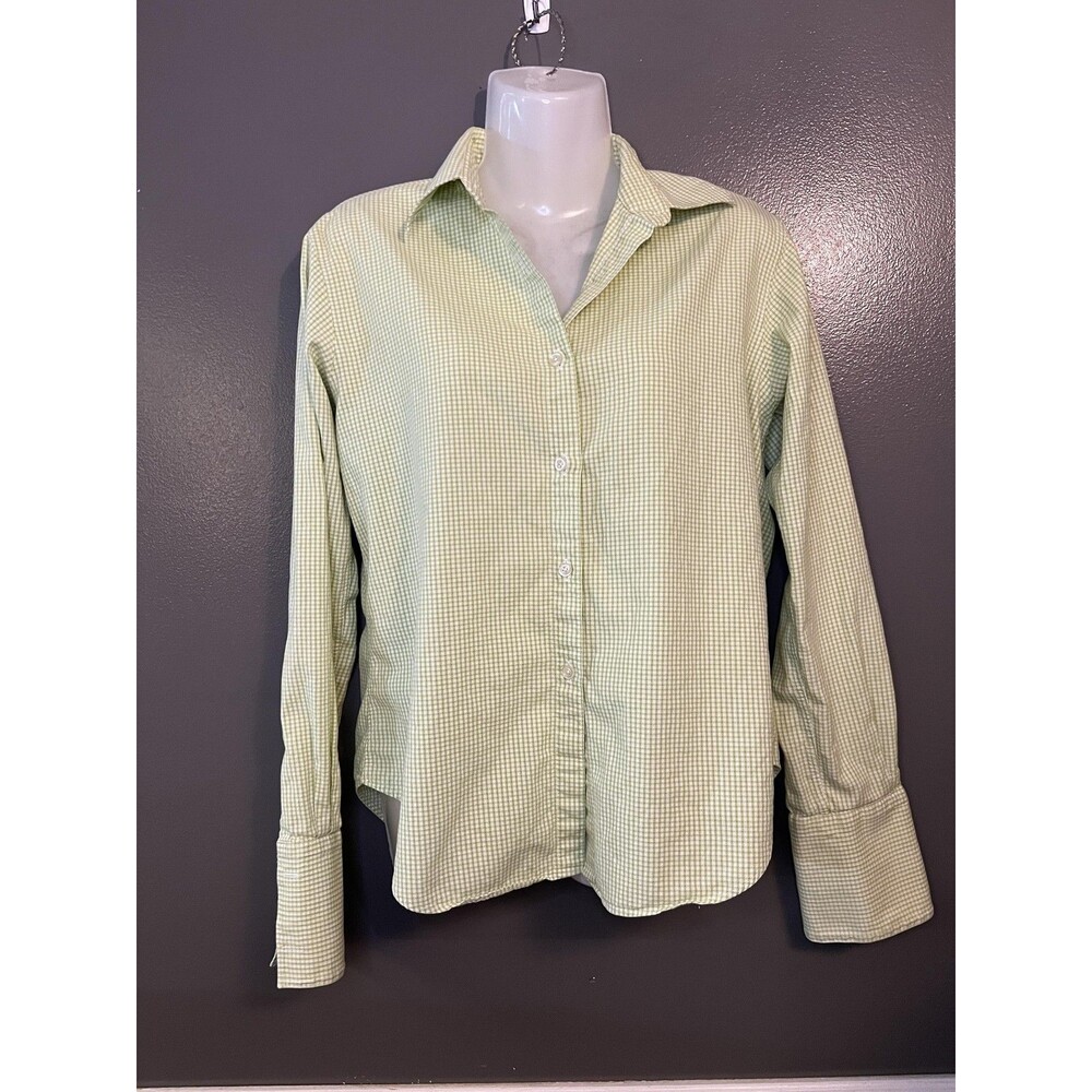 Barneys New York Shirt Womens Medium Gingham Check Button Down Long Sleeve Top